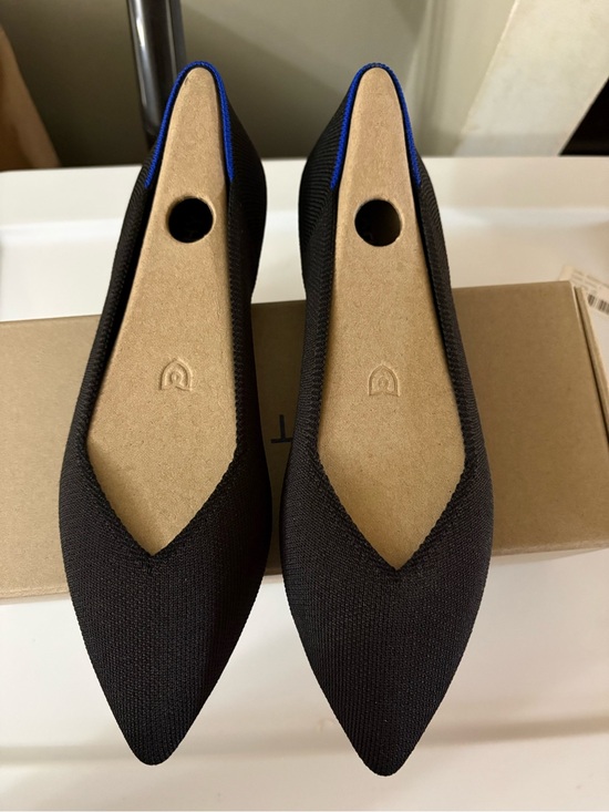 Rothy's Shoes - Rothy's Black Pointed Knit Flats with Blue Trim